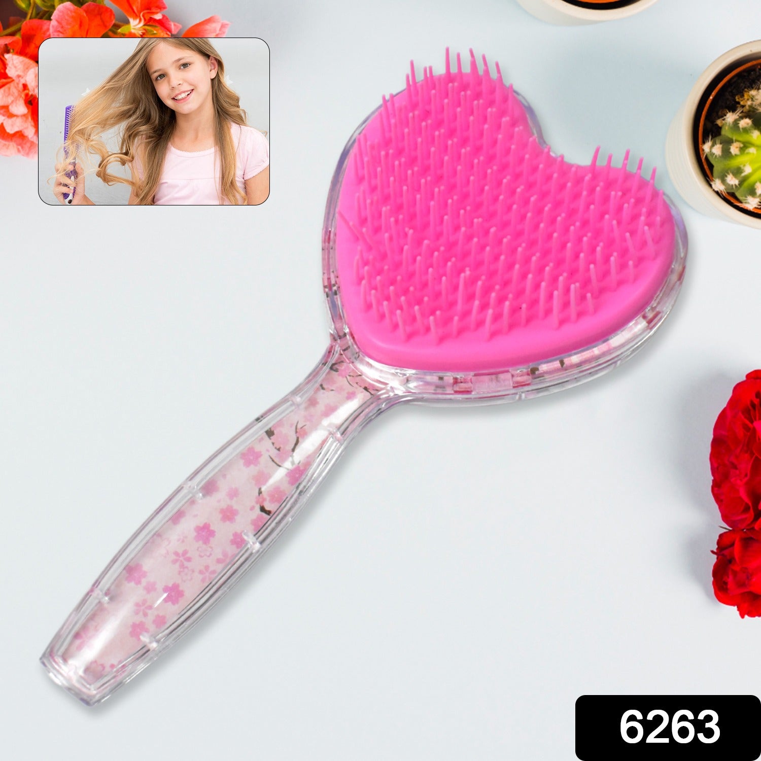Heart Hair Brush Gentle Detangling & Scalp Massage | Calm & Curl - Side View