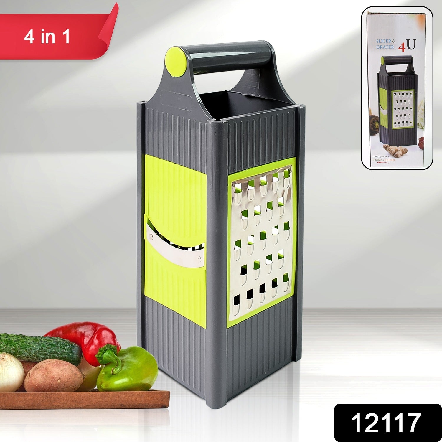 Vegetable Slicer 4-in-1 Stainless Steel Grater | Konvex - Side View