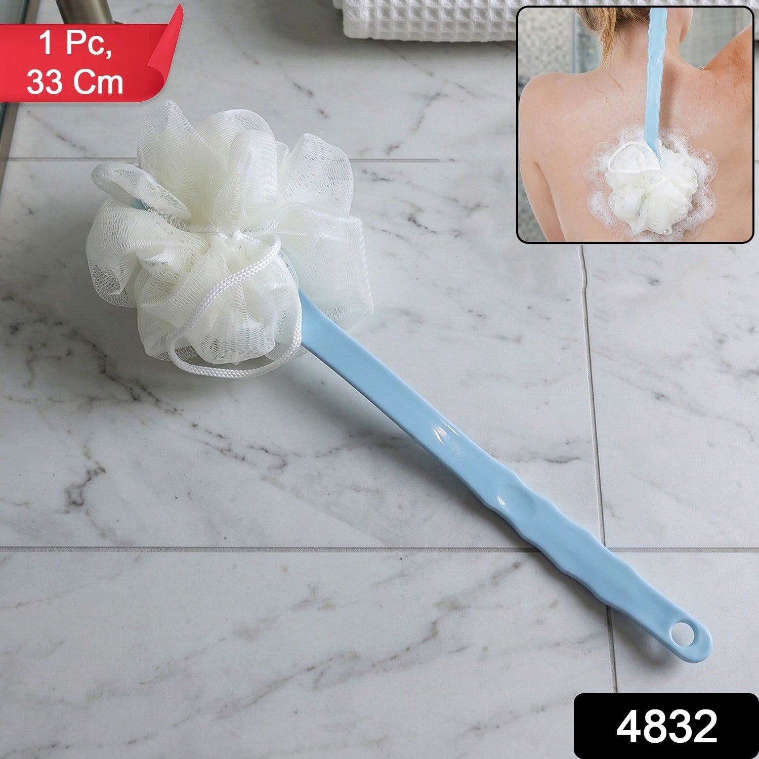 Long Handle Shower Brush Gentle Exfoliation for Deep Clean - Side View