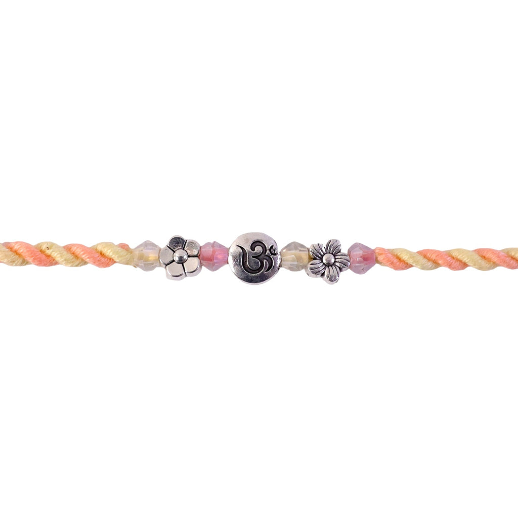 ALVENZA Graceful Pastel Bracelet Rakhi with Silver Centre and Delicate Raksha Bandhan Beauty