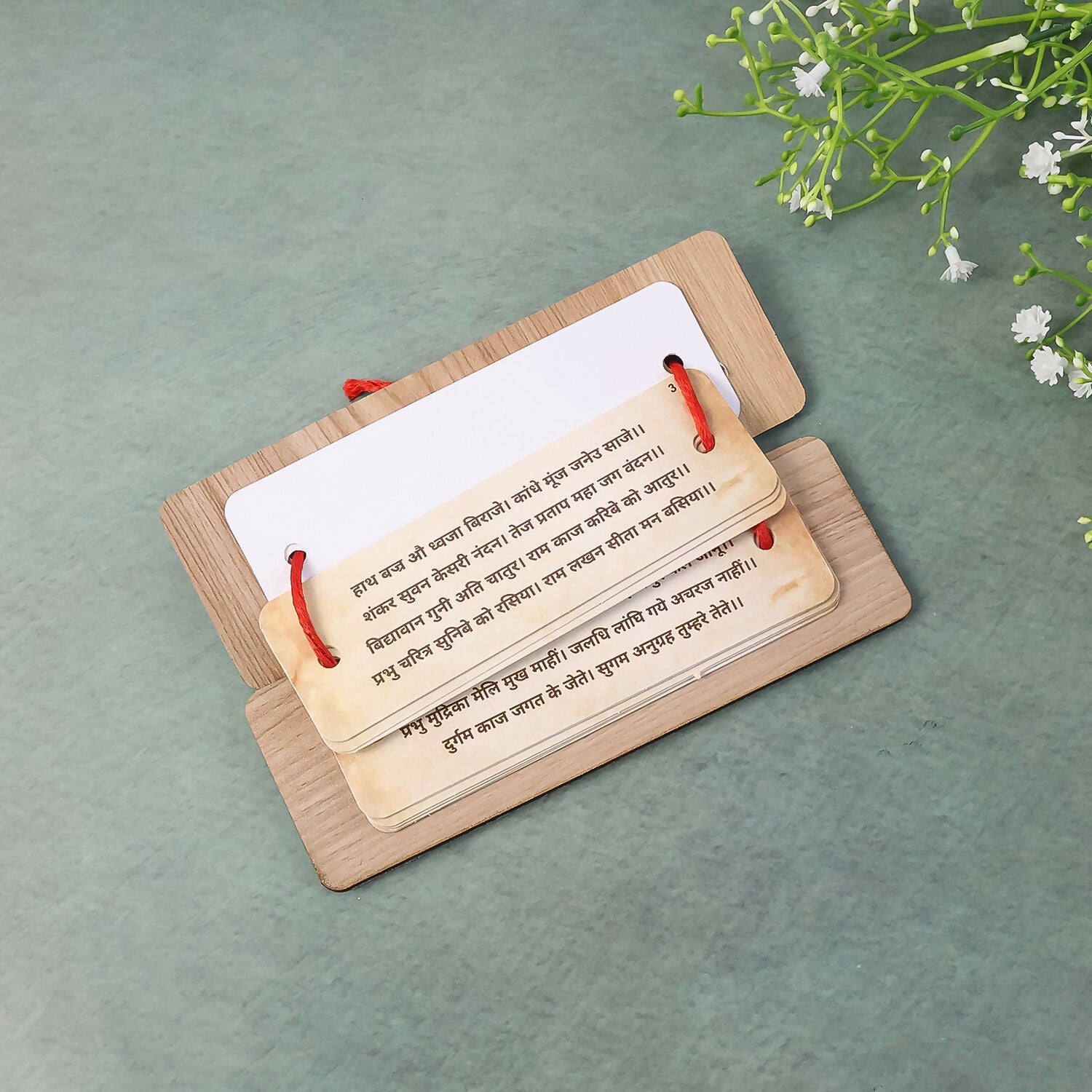 Hanuman Chalisa Flip Book – Wooden Stand for Easy Prayer