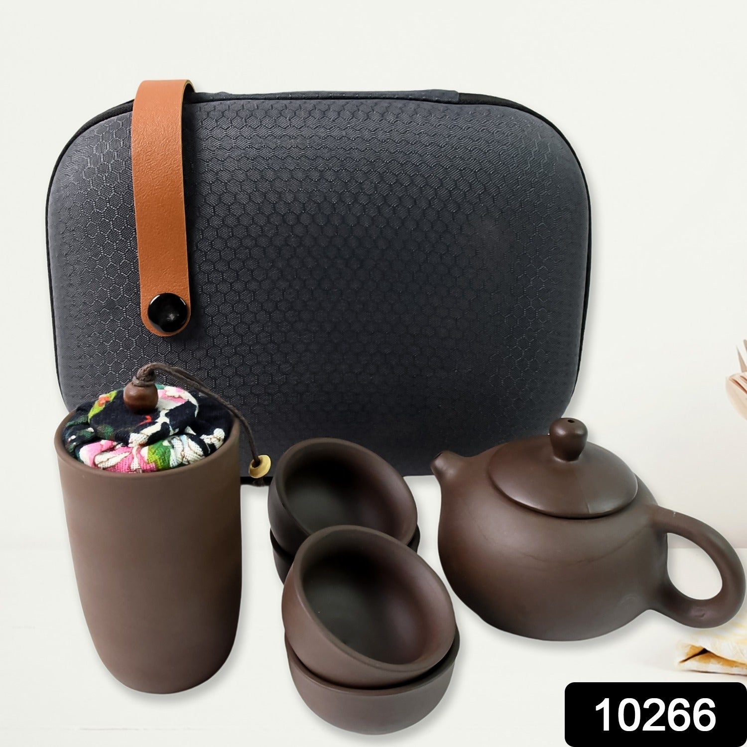 Portable Kung Fu Tea Set Complete 6-Piece Travel Kit for Tea Lovers - Side View