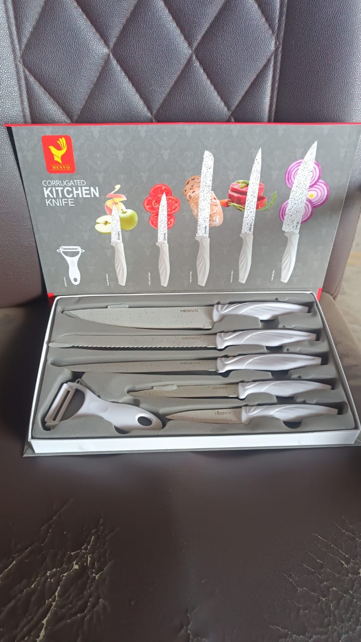 ALVENZA Marble Coated Kitchen Knife Set – 6-Piece Sharp & Stylish