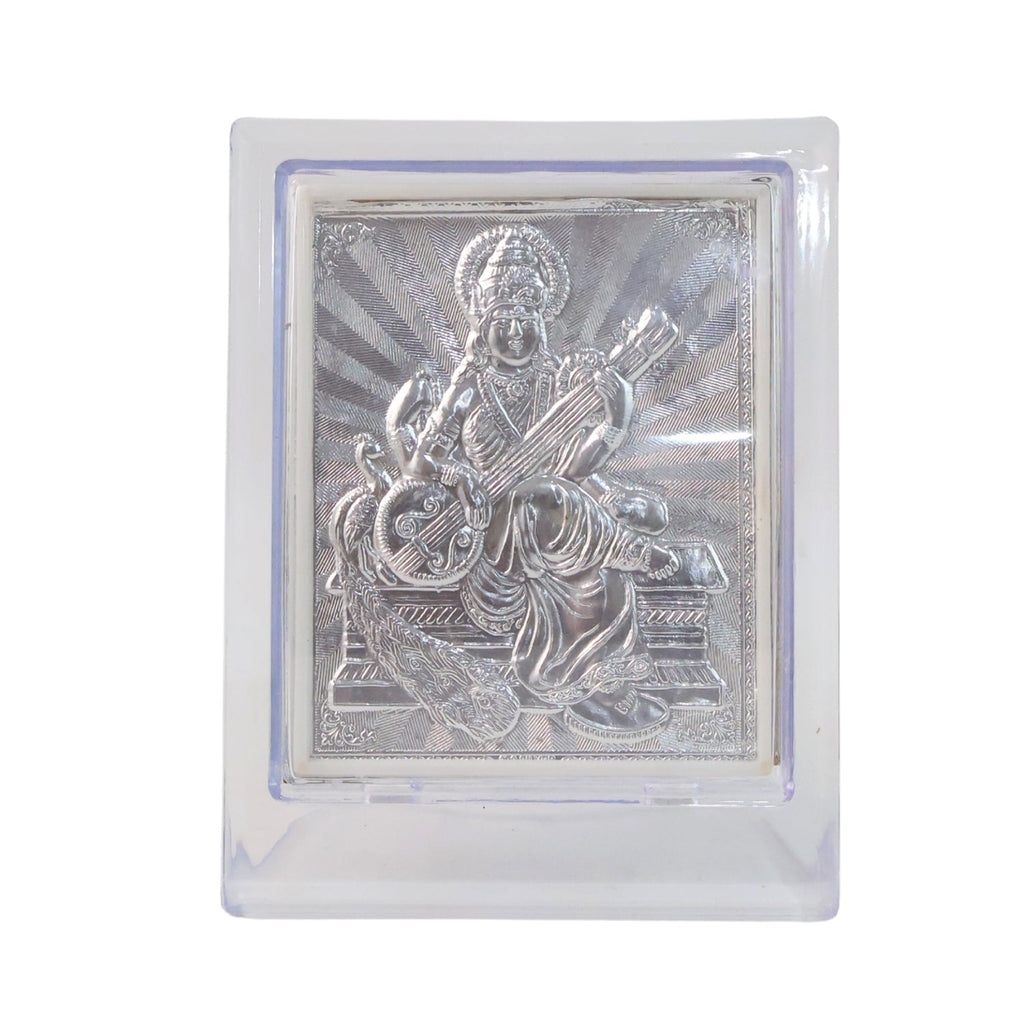 ALVENZA Silver Saraswati Maa Photo Frame – Elegant Spiritual Decor