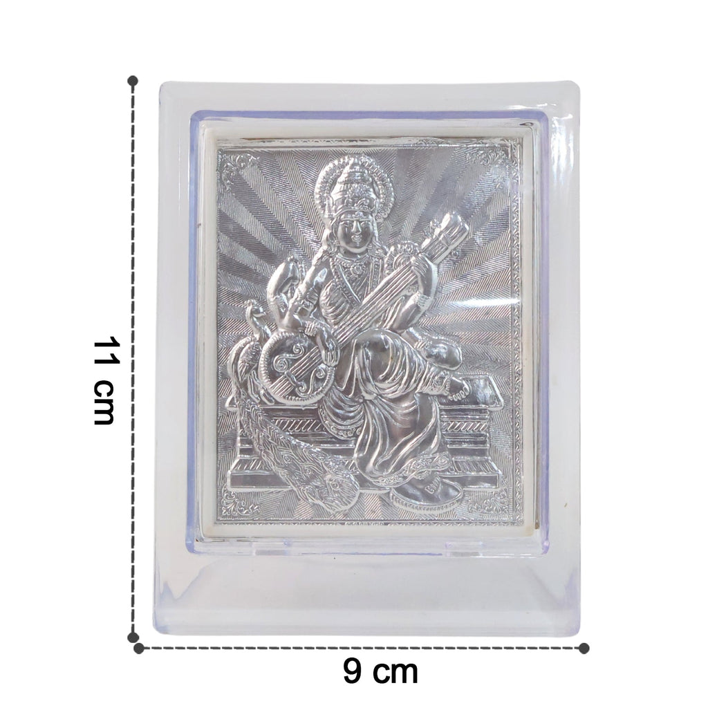 ALVENZA Silver Saraswati Maa Photo Frame – Elegant Spiritual Decor