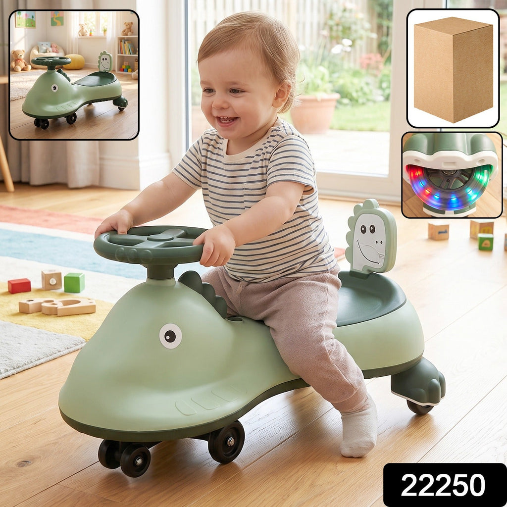 ALVENZA Kids Dinosaur Swing Car Ride On Toy with Music and Steering Wheel (1 Pc)
