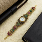 Rajasthani Inspired Designer Watch for Women with Floral Meenakari Work