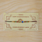 ALVENZA Super Bro Golden Rakhi with Colorful Beads, Blue Charm and Premium Festive Look