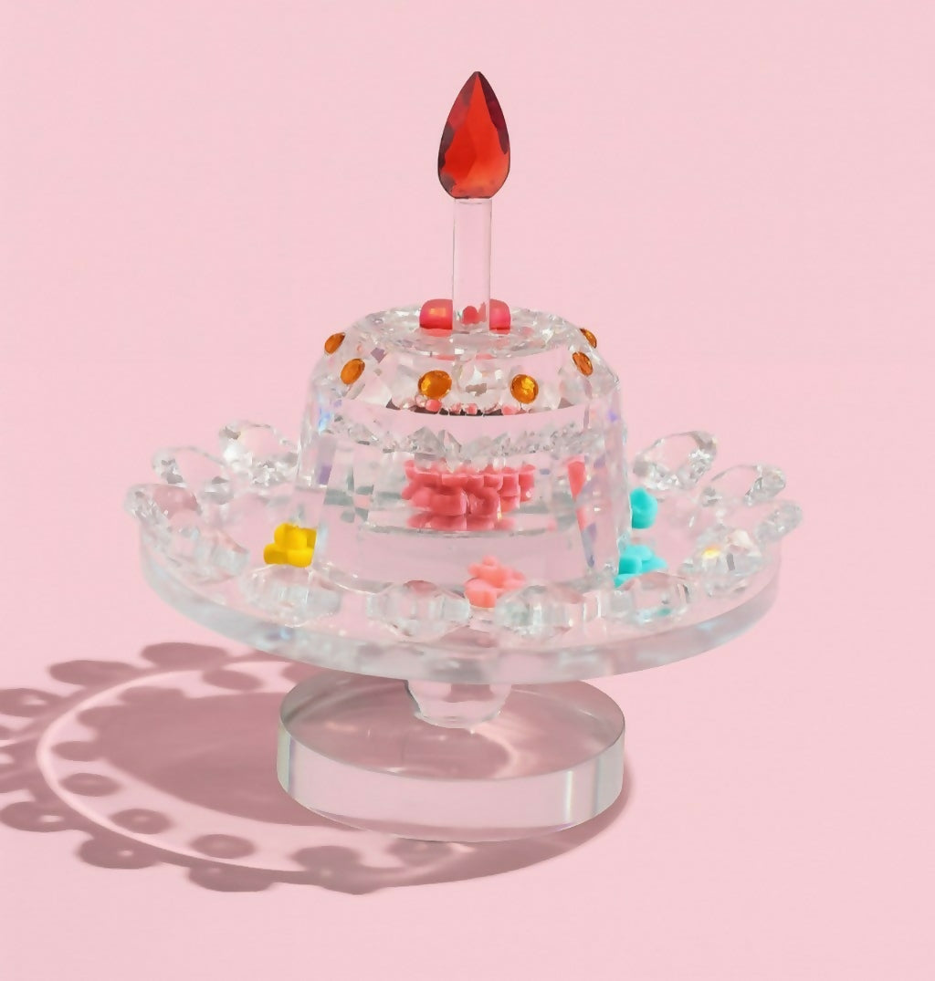 ALVENZA Rotating Crystal Cake Showpiece – Elegant Table Centerpiece for Occasions