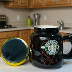 ALVENZA Ceramic Coffee Mug with Lid – Elegant Marble Design & Heat Retention