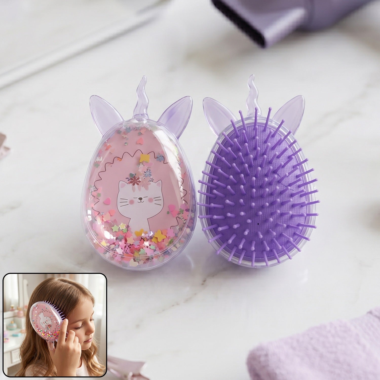 Cute Unicorn Hair Comb Fun, Detangling & Stylish for Kids - Detail View 8