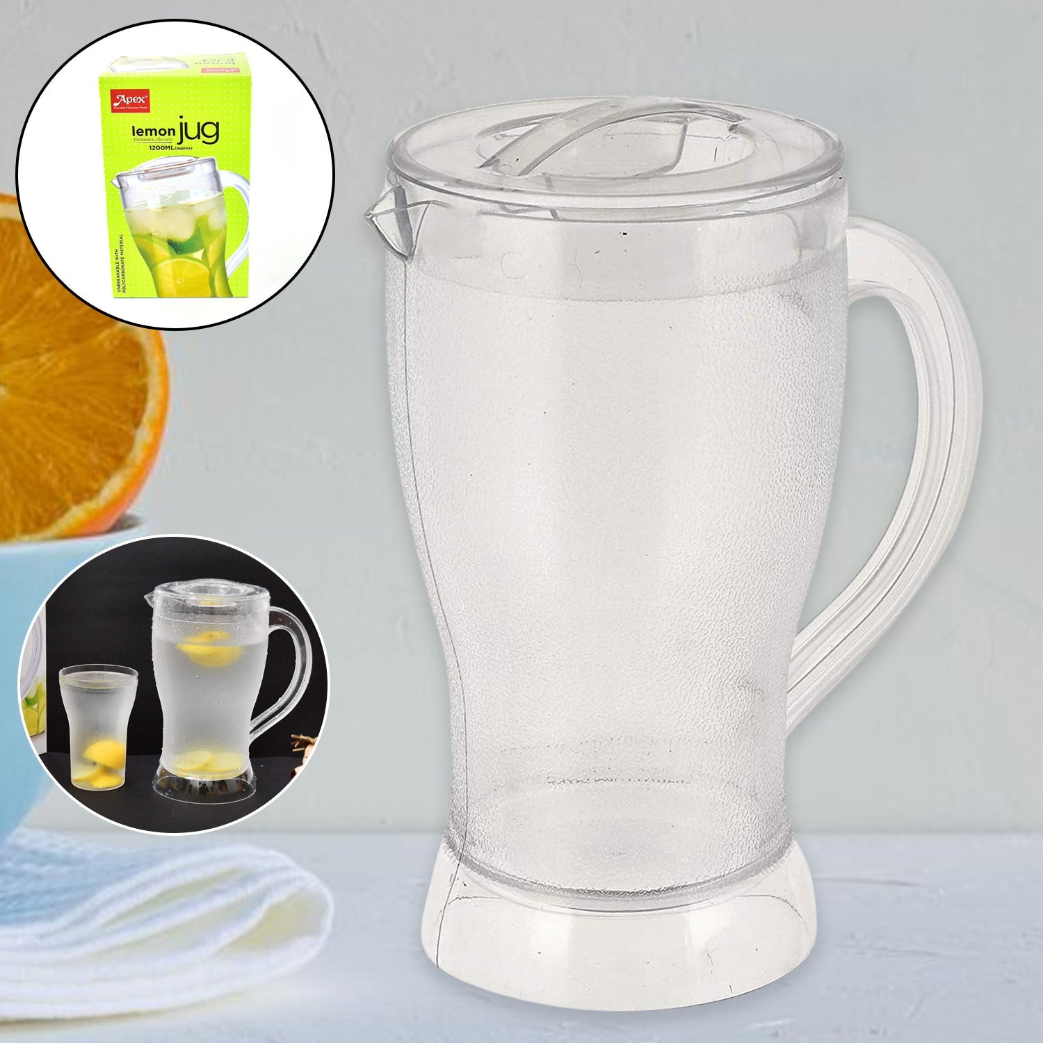 ALVENZA Lemon Jug – 1200ML Unbreakable Polycarbonate Pitcher