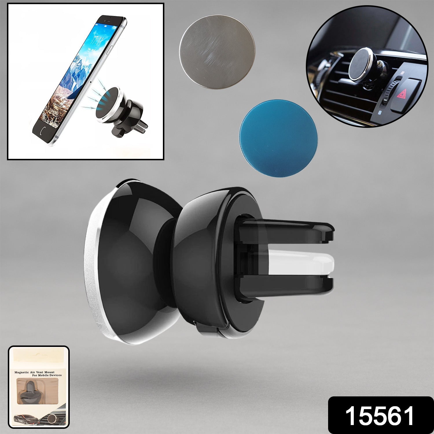 ALVENZA Universal Magnetic Car Mobile Holder – 360° Rotating Strong Grip