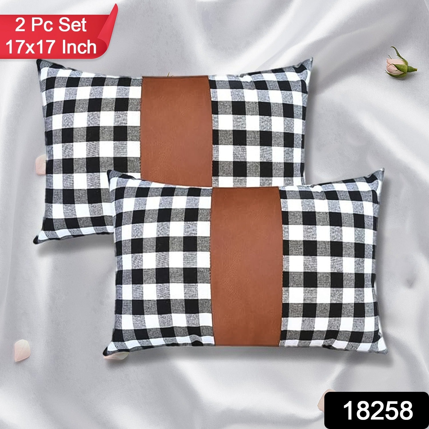 Leather Cushion Covers 17x17 Inch Pair | Styleva - Side View