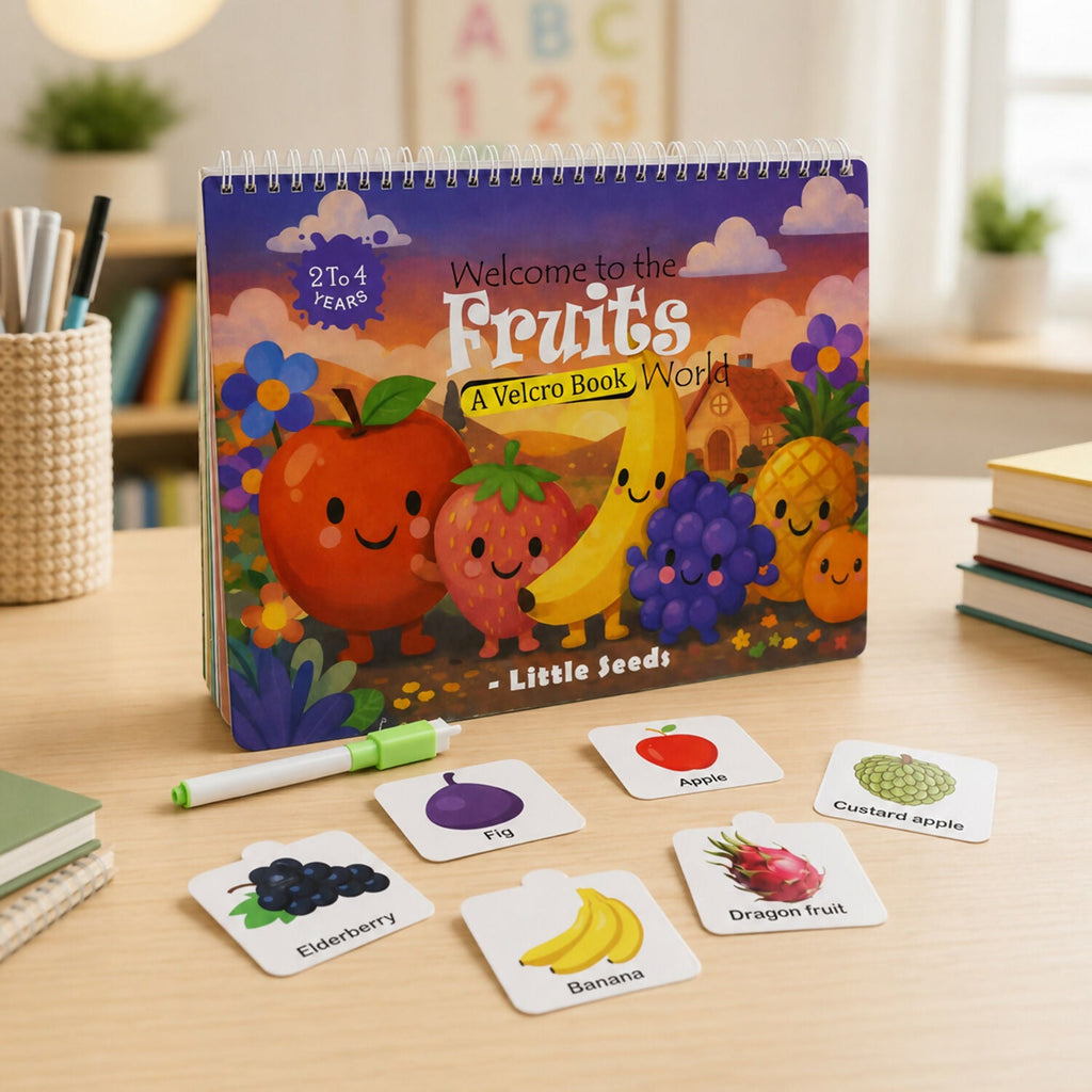 ALVENZA Velcro Kids Book – Fun Learning with Fruits for Ages 2-4