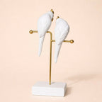 ALVENZA Love Birds Decorative Showpiece – Elegant White & Gold Décor