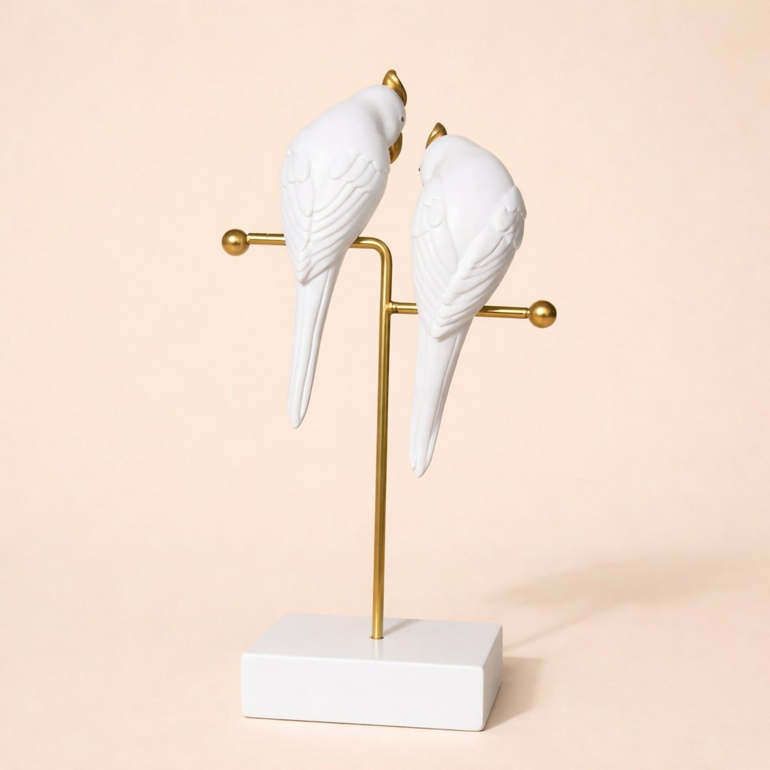 ALVENZA Love Birds Decorative Showpiece – Elegant White & Gold Décor