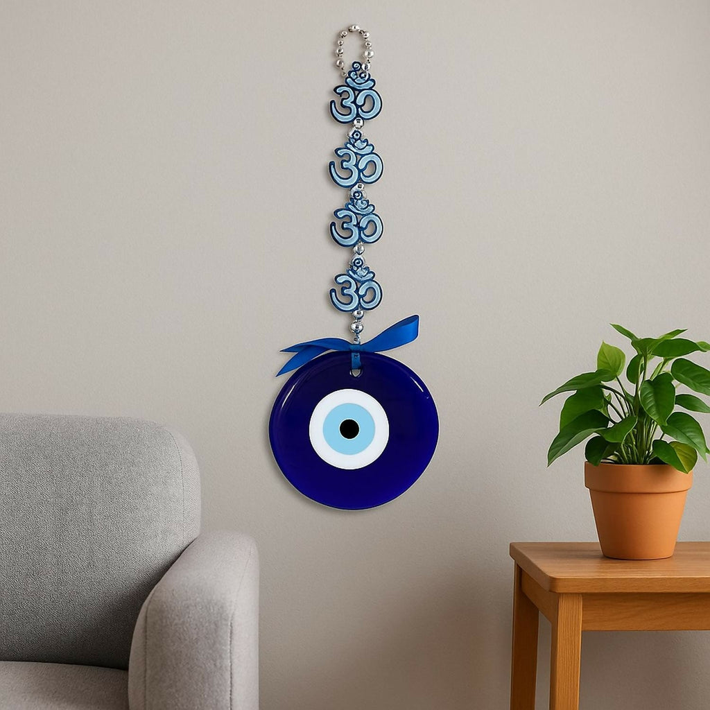 ALVENZA Evil Eye Wall Hanging – Blue Lotus Om Nazar Battu for Protection