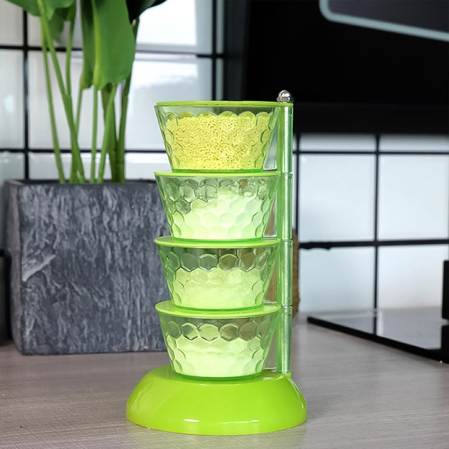 Rotating Spice Rack 4-Tier 360 Pickle Tower | - Back View