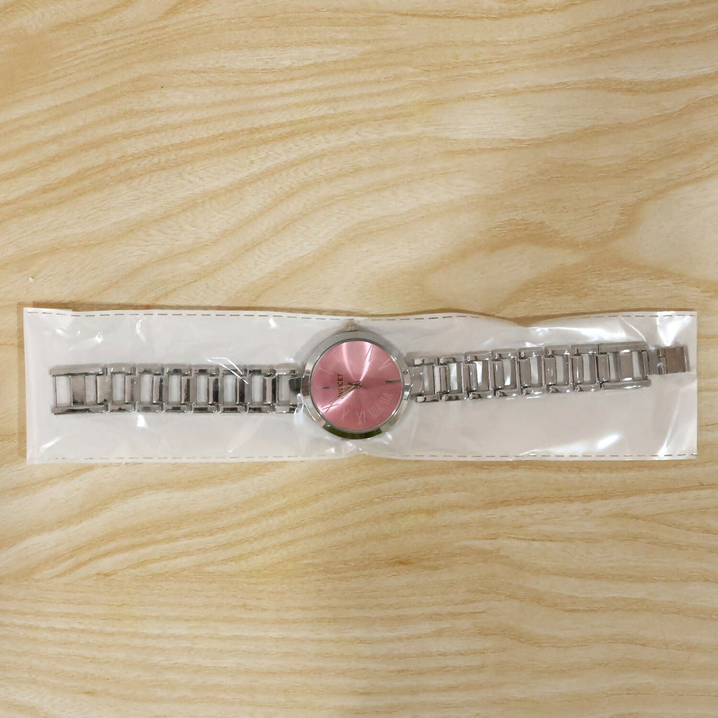 Women’s Silver Bracelet Watch – Elegant Pink Dial and Chain Strap