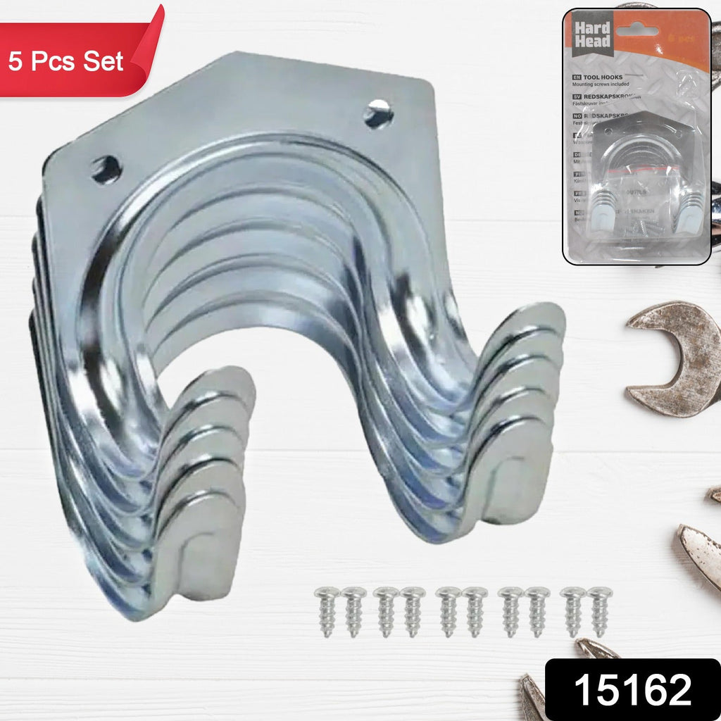 Heavy Duty Tool Hanger Hooks 5-Pack Garage Storage | GlimmerHome - Side View