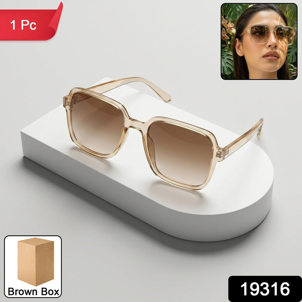 Square Retro Sunglasses Trendy Oversized Gradient Tinted Eyewear - Side View