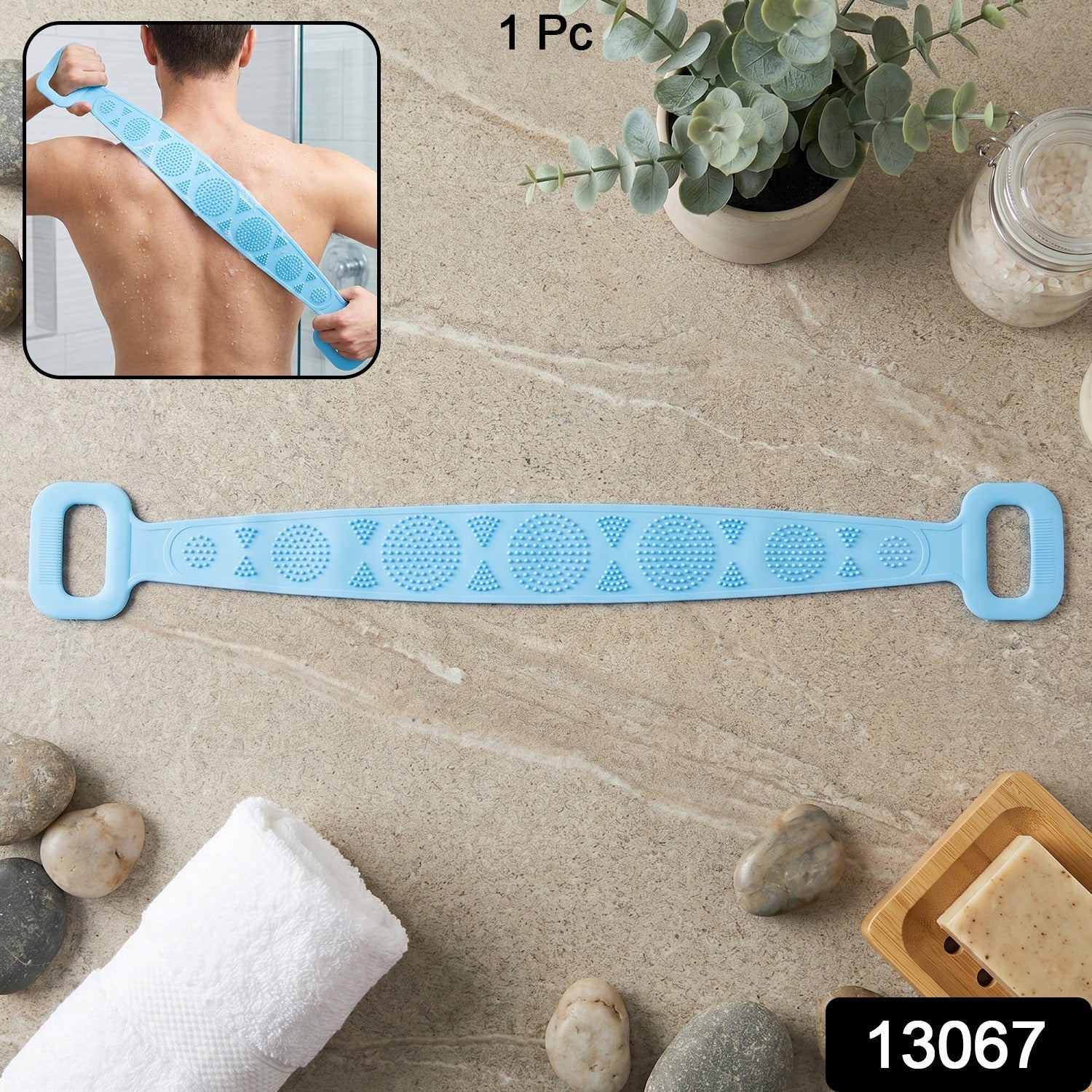 Silicone Back Scrubber Belt Effective Dual-Handle Exfoliation - Front View