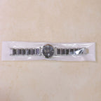 Black Round Shape Dial Watch with Silver Metal Strap Design for Women