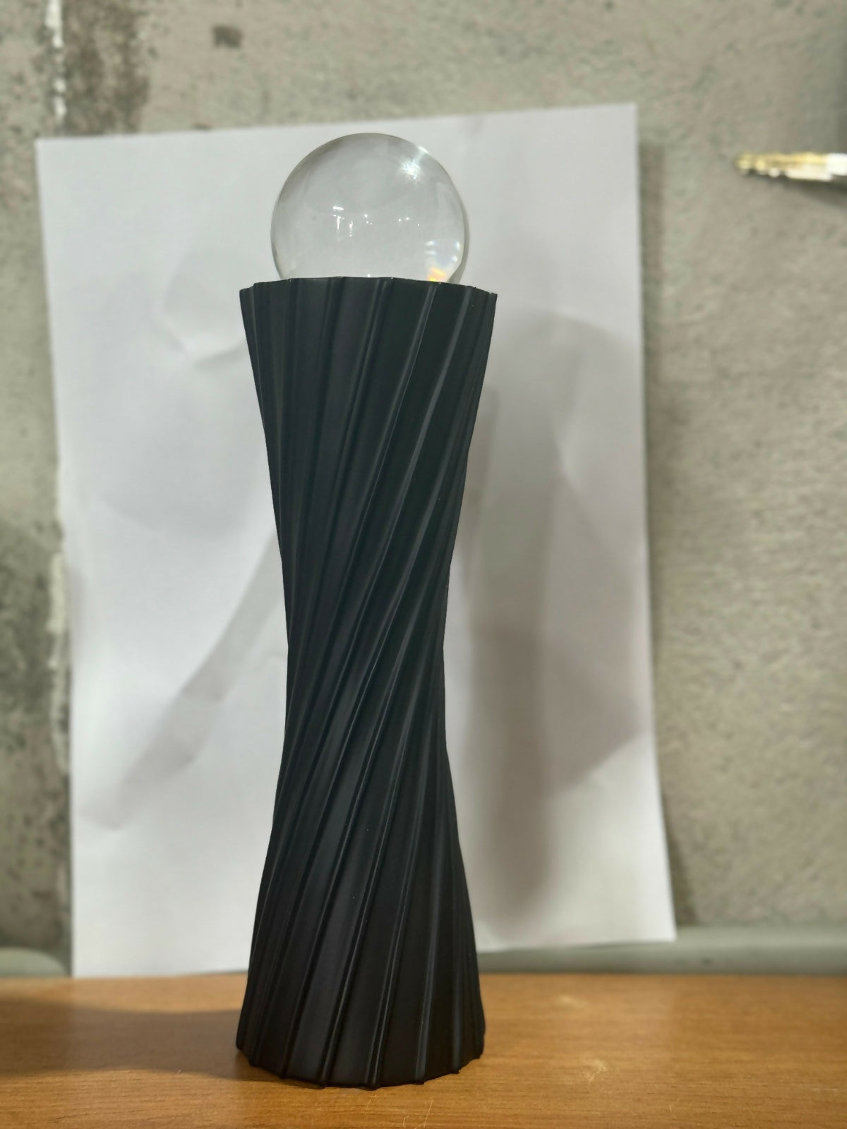 ALVENZA Black Twisted Resin Showpiece with Glass Ball – Modern Elegant Accent
