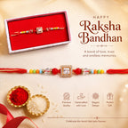 ALVENZA Multicolour Crystal Square Solitaire AD Stone Designer Rakhi for Brother