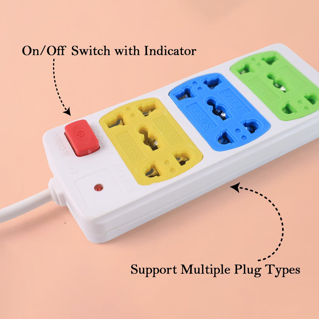 ALVENZA Universal 3-Socket Extension Board – Compact Power Strip with Safety