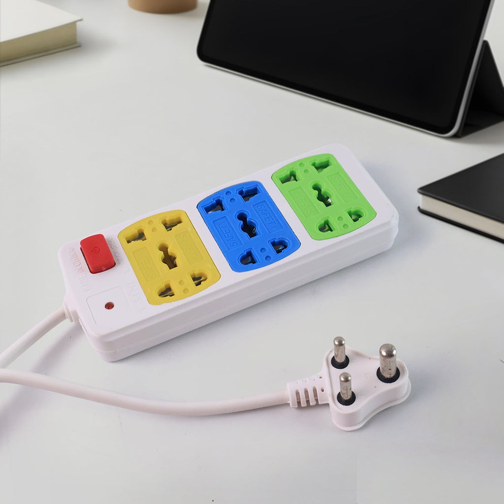 ALVENZA Universal 3-Socket Extension Board – Compact Power Strip with Safety