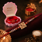 ALVENZA Auspicious Om Symbol AD Rudraksha Rakhi for Brother, Crystal Beads Gift