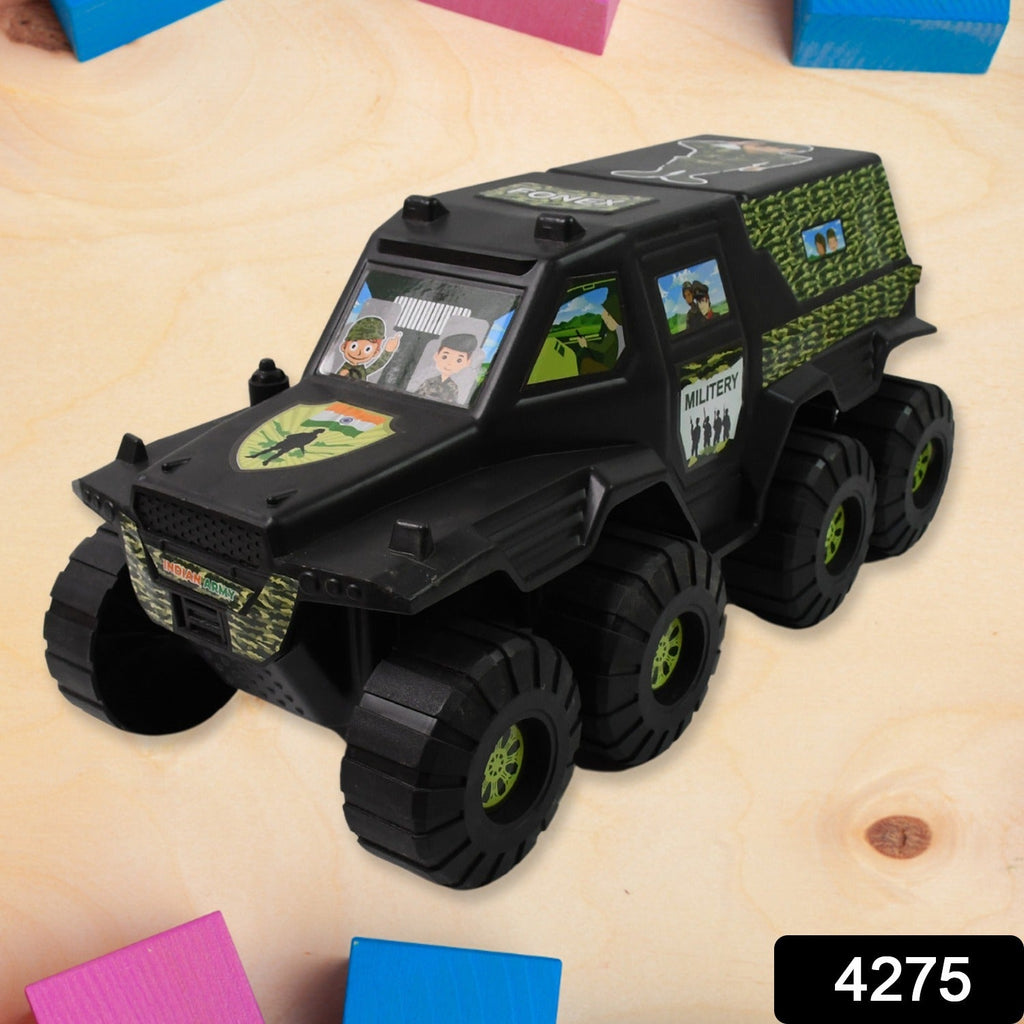 Military Toy Car 8-Wheel Plastic Army Vehicle - Side View