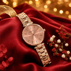 Women’s Rose Gold Bracelet Watch – Elegant Peach Dial & Lightweight Finish