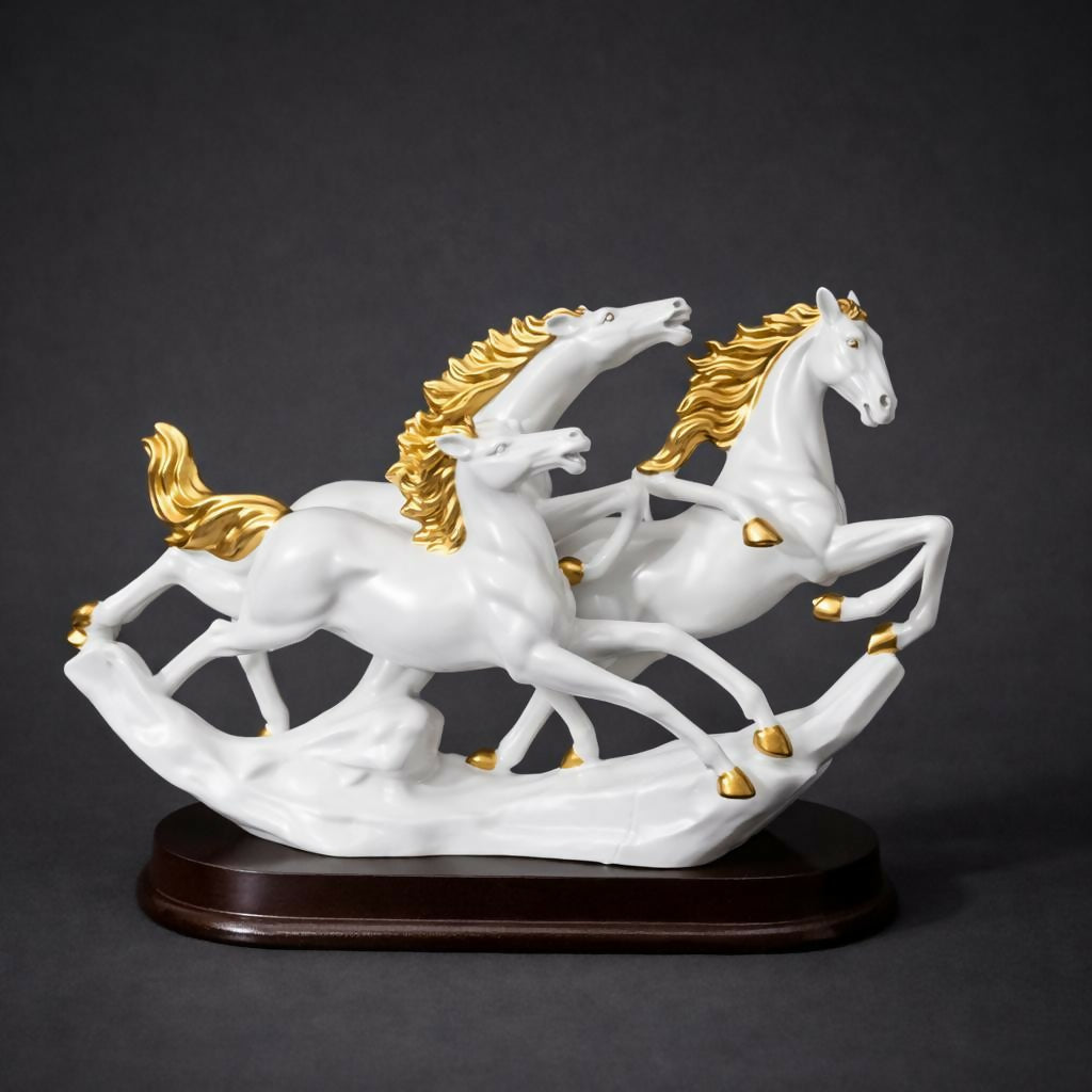ALVENZA Running Horse Statue Showpiece for Home Decor Office Resin Sculpture (Color may vary 1 PC)