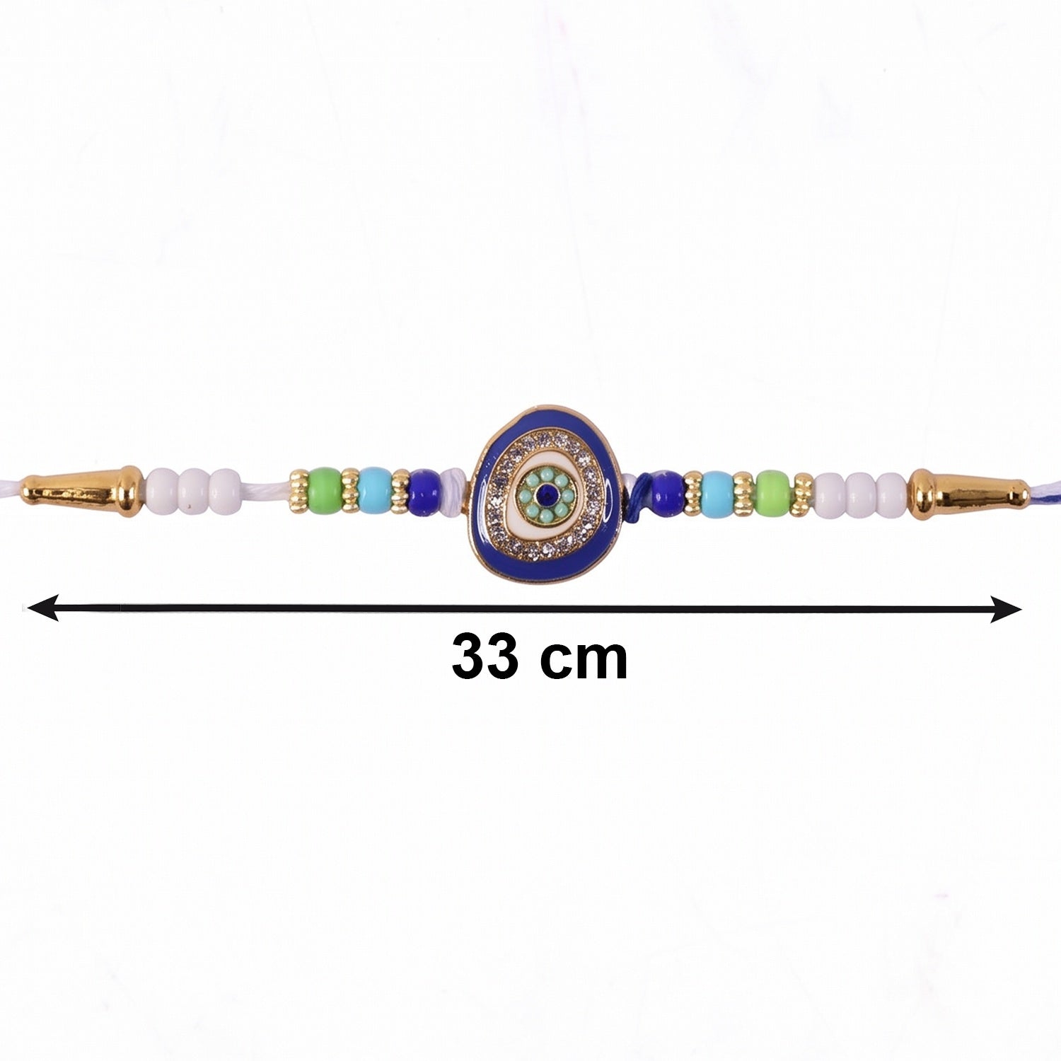 ALVENZA Evil Eye Kundan Diamond Rakhi – Traditional & Elegant Gift for Brothers