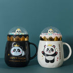 ALVENZA Panda Ceramic Mug with Dome Lid – Cute Gift for Kids & Girls