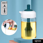 Glass Oil Dispenser with Brush Borosilicate Kitchen Bottle - Side View