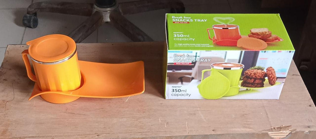 Kids Snack Tray with 350ml Steel Cup – Durable & Hygienic