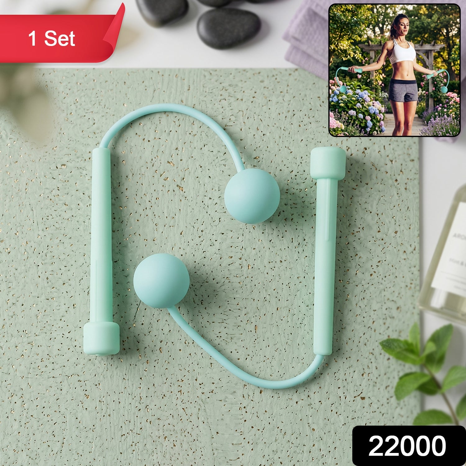 Skipping Rope Wrist Ball Compact Cardio & Fitness Tool - Side View
