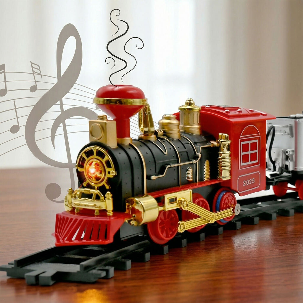 ALVENZA Electric Choo Choo Train Set – Realistic Smoke & Sound Effects