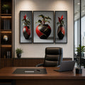 Flower Vase Wall Art Vibrant Floral 3-Panel MDF Frame