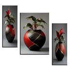 Flower Vase Wall Art Vibrant Floral 3-Panel MDF Frame - Back View