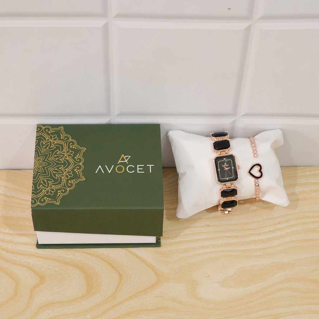 Black Dial Bracelet Strap Women's Analog Watch with Elegant Chronograph Style Design