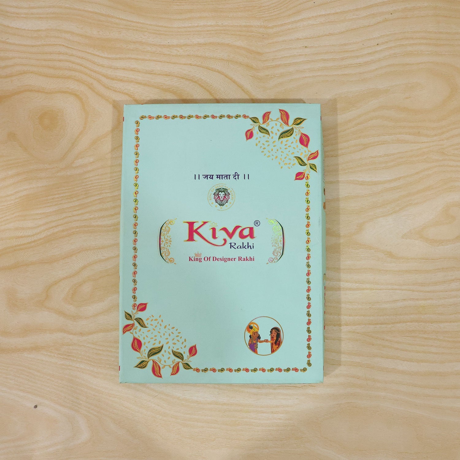 ALVENZA Blue Enamel Mandala Rakhi with Golden Star Detail, Roli Chawal Coin and Gift Box Packing