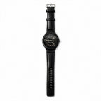 Black Luxury Watch – Elegant Rose-Gold Dial & Leather Strap