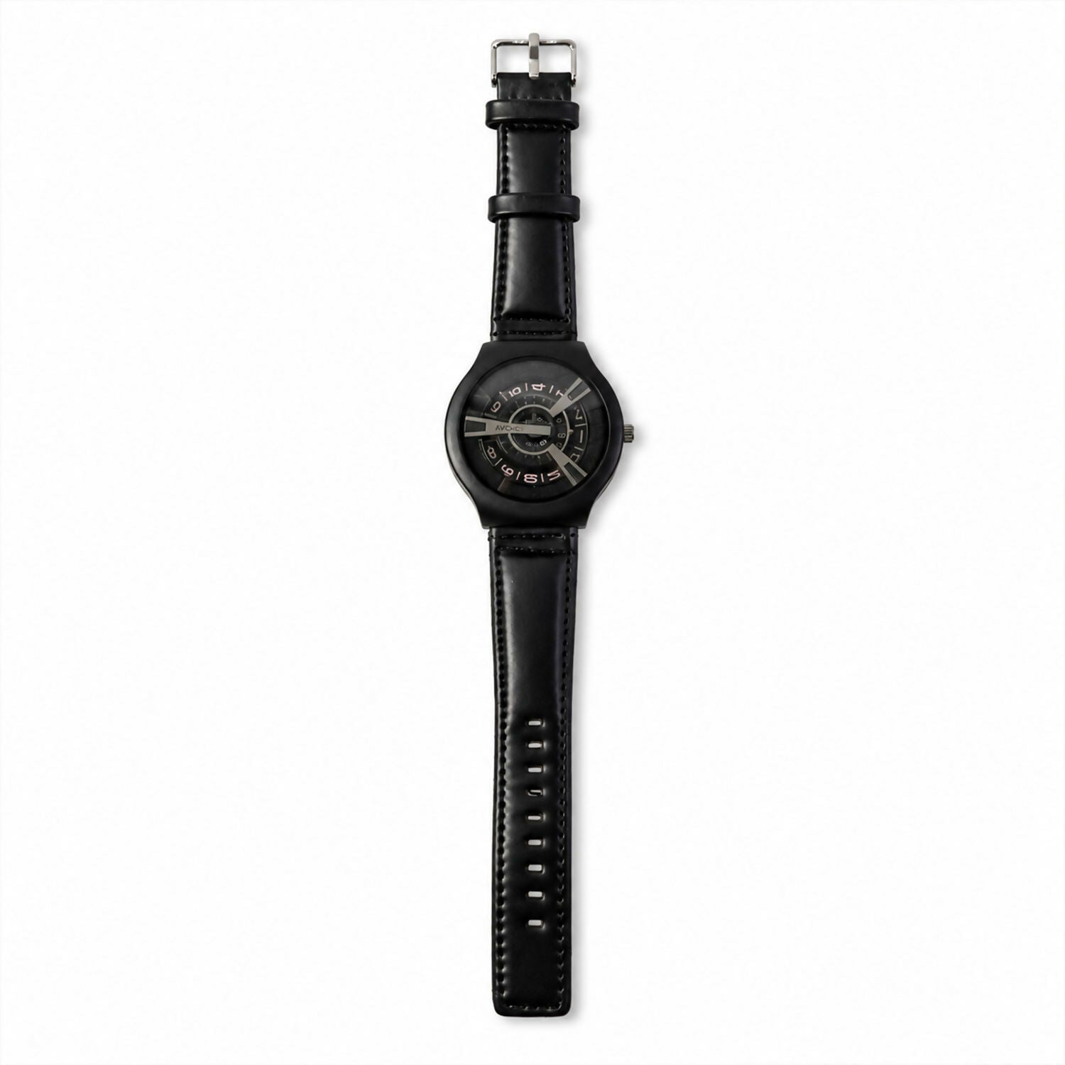 Black Luxury Watch – Elegant Rose-Gold Dial & Leather Strap
