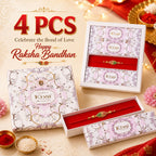 ALVENZA Red & Green Marquise Meenakari Designer Rakhi for Brother Gift Set Combo