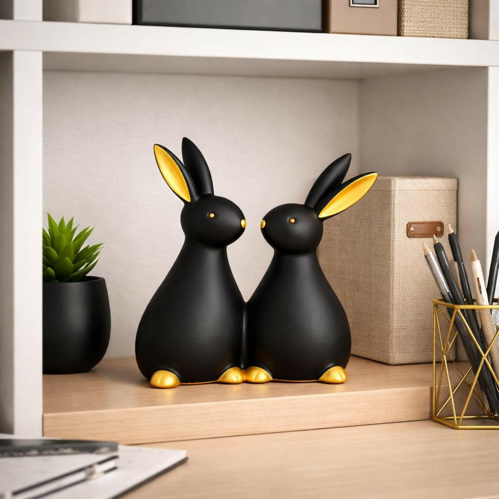 ALVENZA Rabbit Showpiece – Elegant Gold Accents & Modern Decor